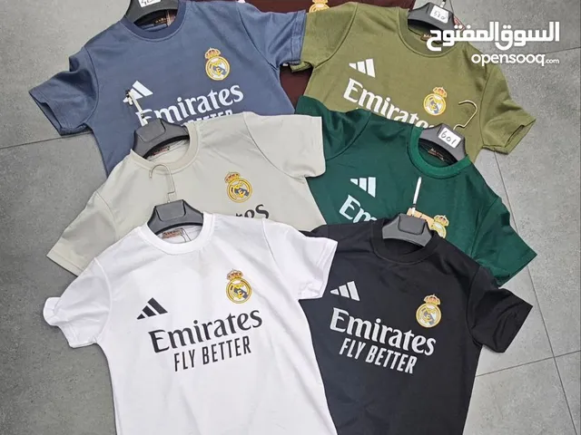 تيشيرت رجالي قطني ليكرا صناعه تركيه لنادي ريال مدريد وبرشلونة