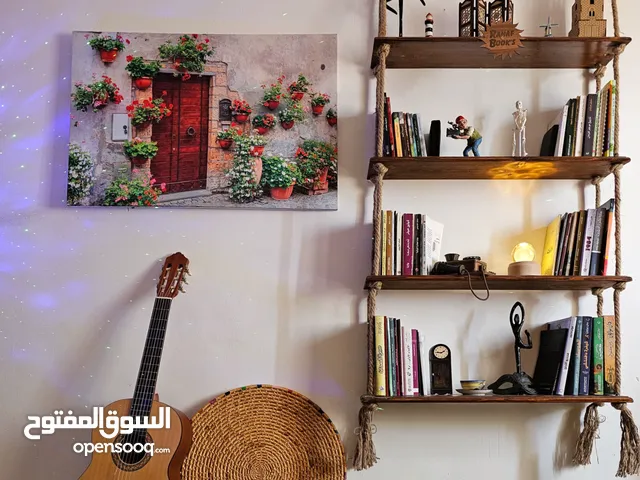 مكتبة كتب من الخشب والحبل  أشغال يدوية للبيت