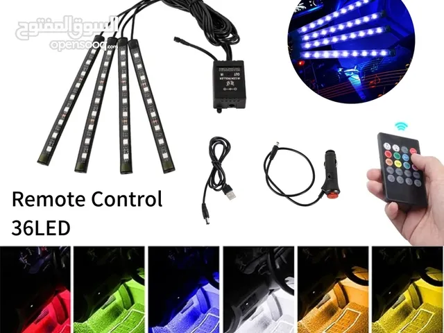 أضاءات LED لداخل السياره اربع لمبات 8 اللوان بتحكم ريموت يعطي الفخامه للسياره
