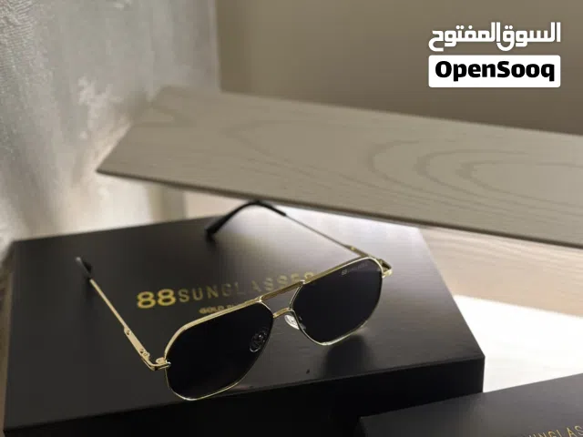 نظارات شمسية رجاليه اطار مطلي بالذهب