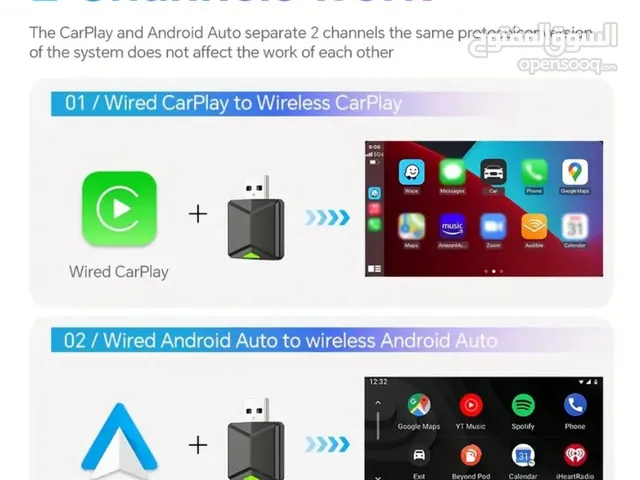 محول HANG 2‐في‐1 لتوصيل CarPlay و Android auto الأصلي عبر USB – بسعر لا يقاوم!