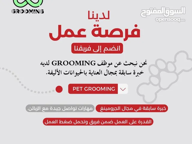مطلوب حلاق لجميع انواع الحيوانات الأليفة ( groomer )