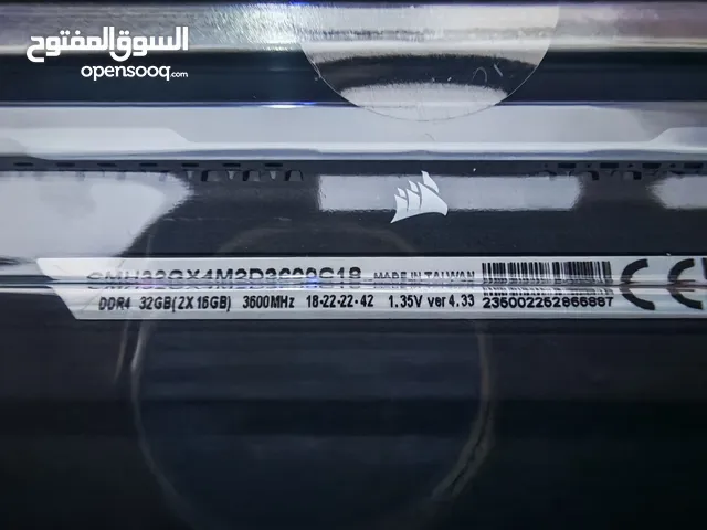 رامات كورسير 32gb (2*16) مستعملين شي بسيط سرعة 3600 ddr4
