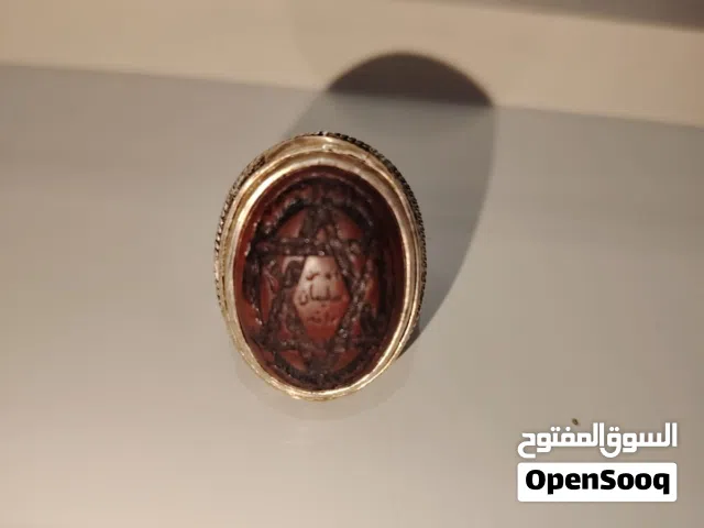 خاتم مغربي قديم الحجر خامه طبيعي الخاتم منقوش