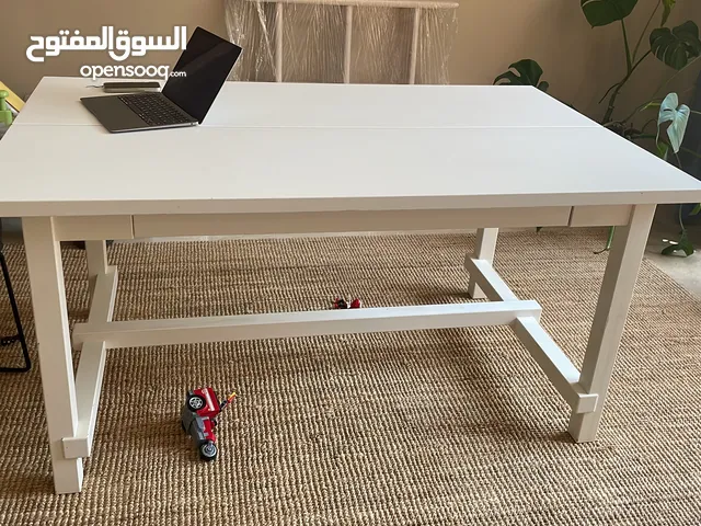 selling an Ikea dining table model nordviken extendable in white 900 sar