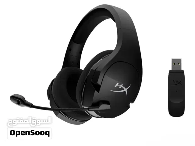 سماعات hyper x باللون الأسود لاسلكيه مع المايك وقطعة usb شاحنها فل يكفيك يومين سماعه ما فيها اي عطل