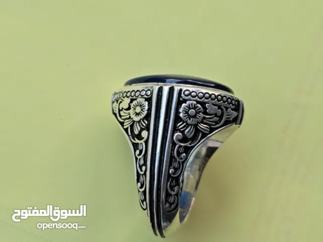 خاتم عقيق ازرق بصياغه عارف