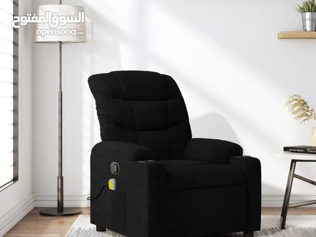 vidaXL Massage Recliner Chair Black Fabric Single Adjustable Armrests