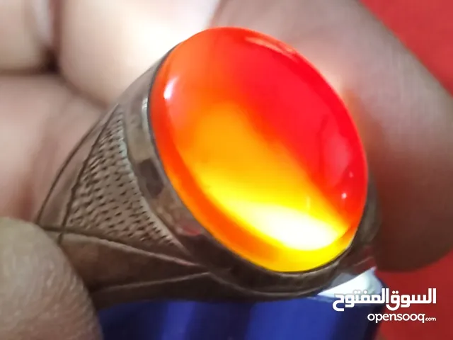 خاتم فضه عقيق كبدي قديم