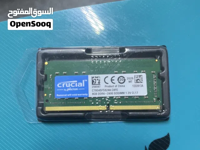 ميموري crucial 8GB DDR4 2400hz  جديدة SODIMM
