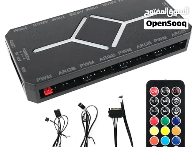 ARGB Fan Hub 5V-3PIN 2-in-1 RGB Computer PC Case Fan Hub 1 to 9 موزع اضاءة للكيس والمراوح