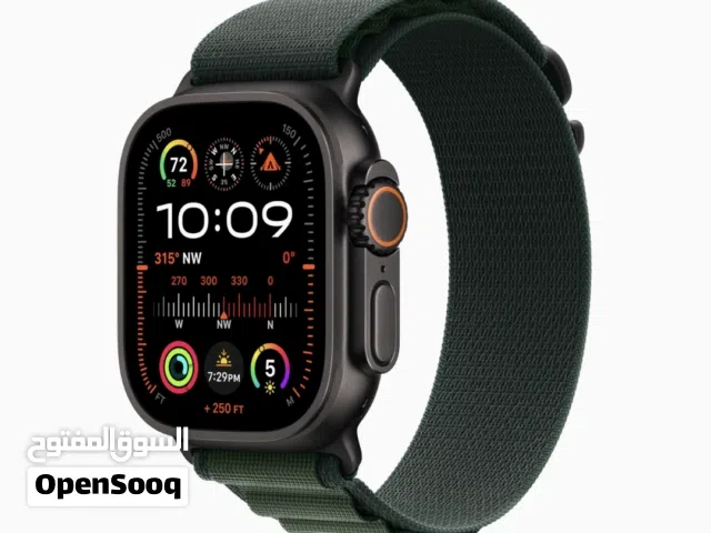 Apple Watch Ultra 2 Black Titanium Case with Dark Green Apline Loop, M/L