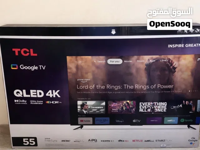 شاشة tcl ,qled  55بوصة
