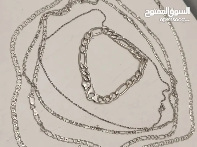 سناسل وبلاكة فضة 925