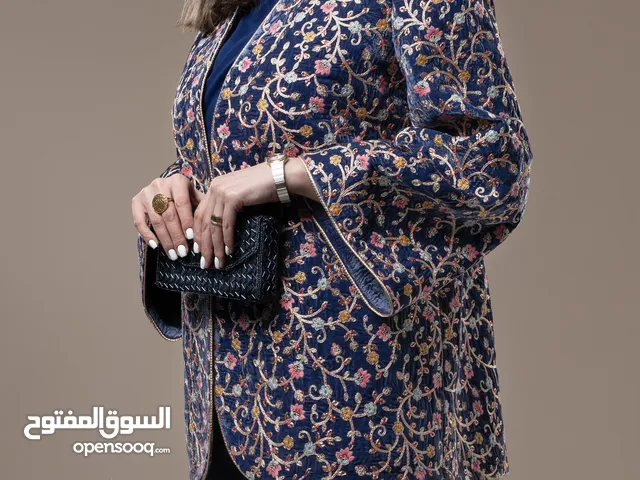 New!!stunning blue handmade embroidered velvet jacket.