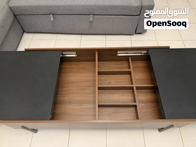 Coffee table with storage and 2 metal tray tables