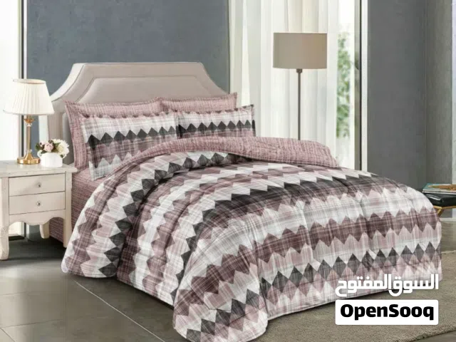 مفارش قطن مقاس شخصين   ممتازة من بيرو لشخصين  6  قطعة  1 لحاف بحشو   2 شرشف لاستيك