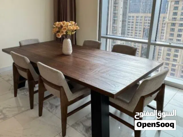 Contemporary Walnut-Finish 6-Seat Dining Set