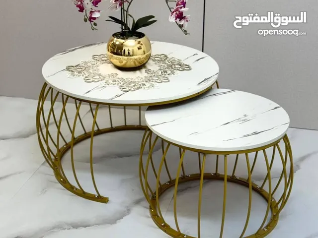 بكج طاولتين دائري ابيض وذهبي بكج طاولتين دائري ابيض واسود بكج طاولتين دائري اسود واسود .