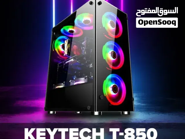 كيس جيمنج اسود للتجميعات فارغ مع 6 مراوح ار جي بي ملون - GAMING 6X RGB FANS BLACK GAMING CASE