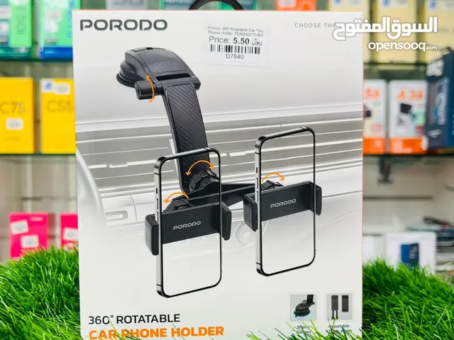 Porodo 360° Rotatable Car Phone Holder - Black