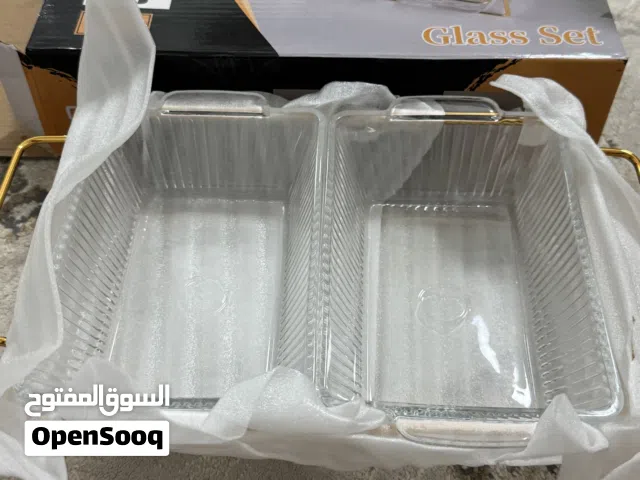 Glass Candy Tray Set with Gold Handle - 2 Compartments