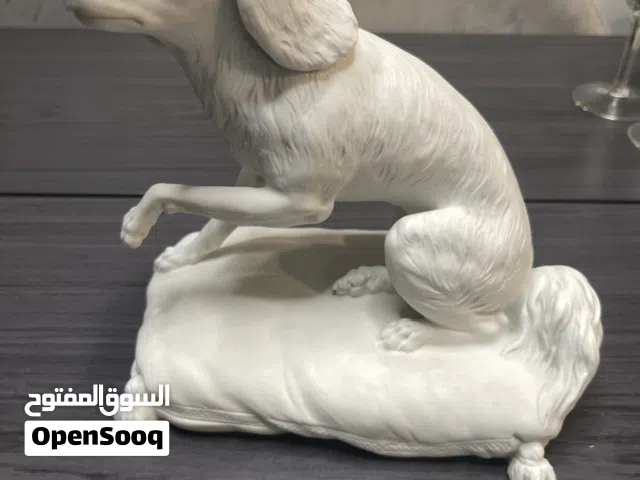 Antique statue , Biscuit Porcelain Figure Dog 19th Century Sign.