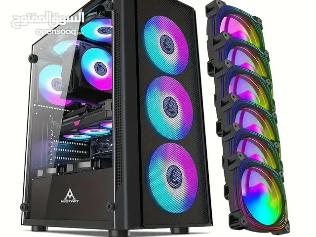كيس جيمنج كبير للتجميعات فارغ مع 11 مروحه ار جي بي ملون - HESTART ATHENA 11X RGB FANS GAMING CASE