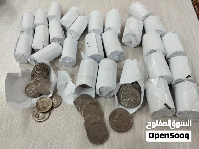 500 عدد عملات أمريكية جيفرسون 5 سنت و روزفلت 10 سنت و واشنطن 25 سنت من 1980 إلى 2021