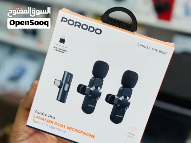 PORODO  LAVALIER DUAL MICROPHONE   مايك للهاتفTYPE-c and lightning
