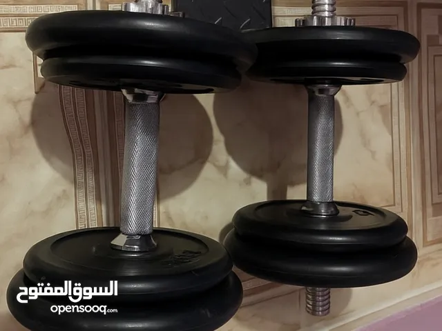 طقم دامبلز مع قضبان من مادة الكروم جديد20دينار جهازAbcoasterشبه جديد120دينار