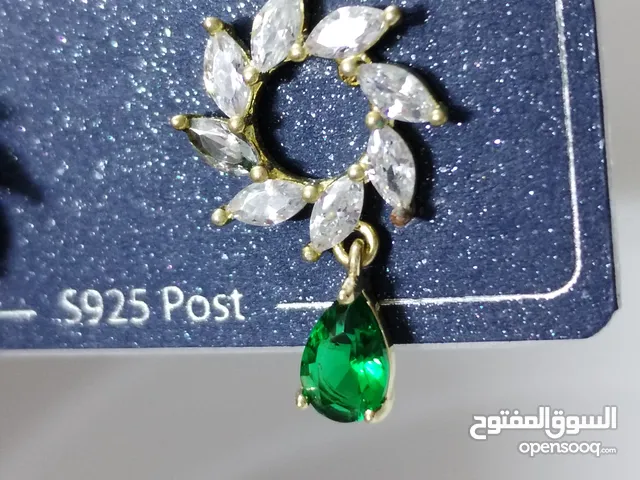اقراط فضة نسائية 925 طلاء ذهبي