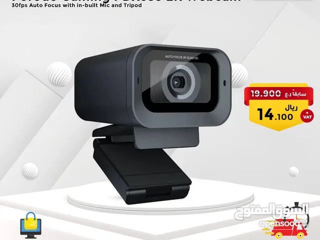Porodo Gaming 2K 30fps Auto Focus Web Cam with in-built Mic and Tripod - Black