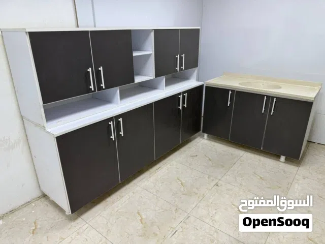 كاونتر خشب MDF ارضي وملحق قياس مترين وسنك متر و20 مرمر