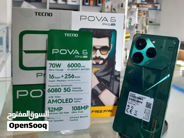 مستعمل اخو الجديد  pova 6 pro 5G رام 24 جيجا 256 مكفول بالشركة متوفر توصيل