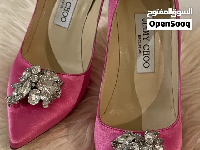 Jimmy Choo Pink Silver Fuchsia Satin Heels