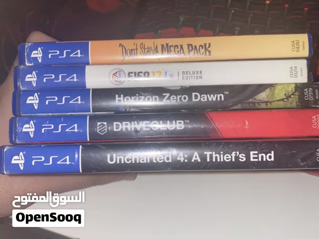 PS4 GAME CD BUNDLE (uncharted 4 a theifs end, fifa 17, horizon zero dawn, drive club, don't starve)