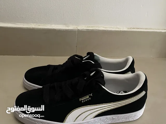 puma suede new black and white