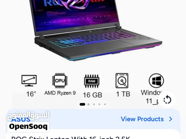 Asus Rog Strix AMD ryzen 9 8940HX Processor/16GB RAM DDR5/1TB SSD/8GB NVIDIA GeForce RTX 5060