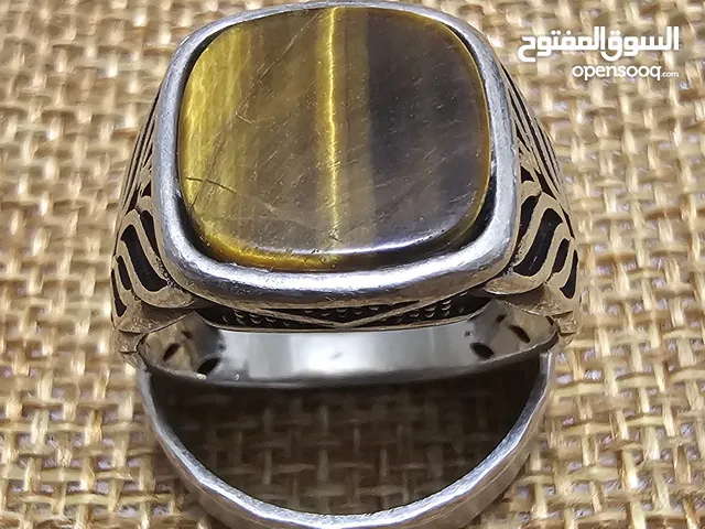 Genuine sterling silver ring with Tiger eye - خاتم عين النمر