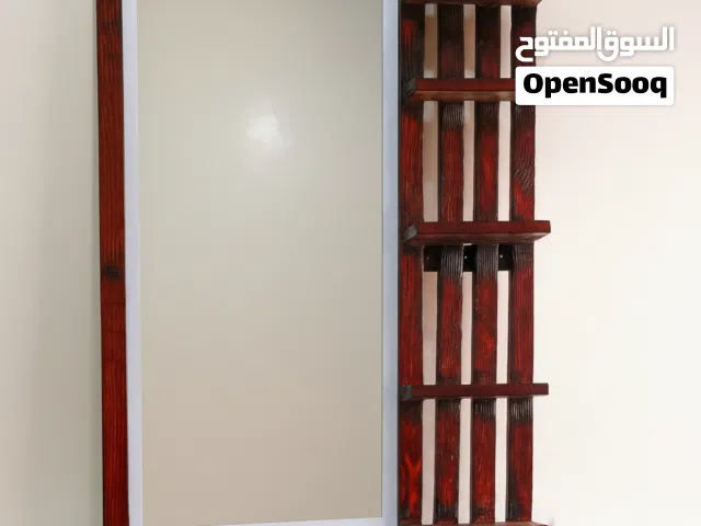 مرايا ضخمه مع رفوف جانبيه خشب طبيعي كامل