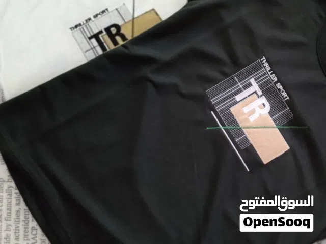 تيشيرت صيفي رجالي خامه قطني حجري ناعم ليكرا تركي تطريز بلون اسود فحمي