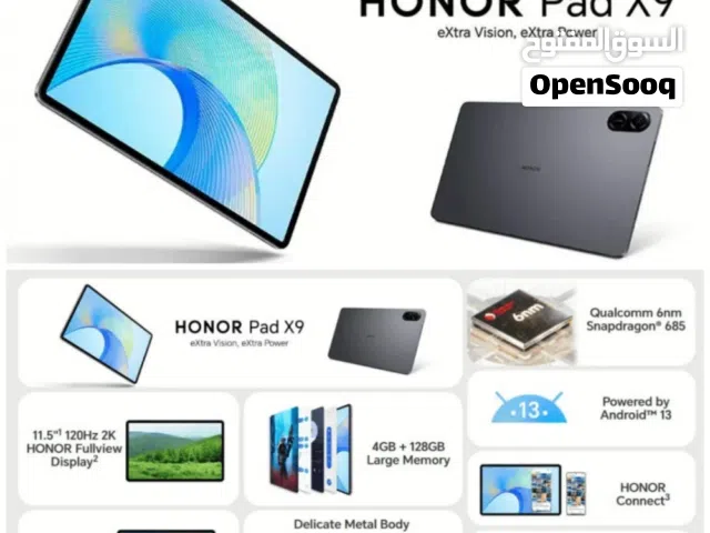 هونور باد X9 تابلت 11.6 انش بحالة ممتازة مع علبة وذاكرة 128 جيجابايت