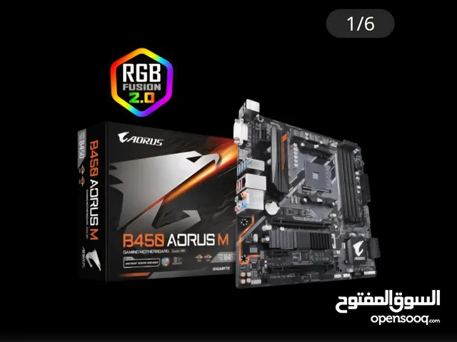 مذربورد b450 aorus m البورد نضيفة و مافيها شي و لا مشاكل و عليها ضمان يومين اي شي يصير لها رجعه