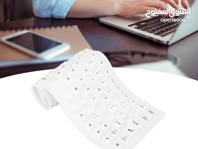 لوحة مفاتيح سلكية قابلة للطي من السيليكون بمنفذ USB - مرنة ورفيعة وناعمة، كتابة صامتة