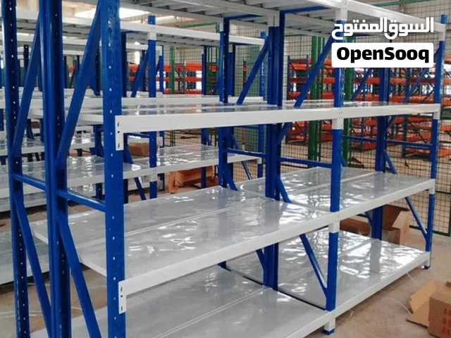 رفوف تخزين معدنية صناعية 4 ارفف لكل ستاند – الحمولة: من 400 كغ إلى 800 كغ لكل استاند