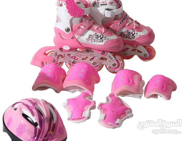 Gosome Adjustable Inline Kids Skate Shoes With Protection Set طقم حذاء تزلج للاطفال مع واقيات