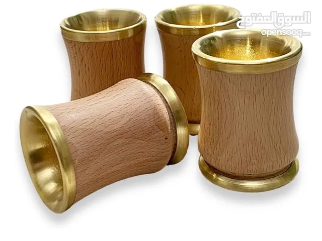 Set of 6 Arabic Coffee Cups,handcrafted coffee cup,made of brass and wood