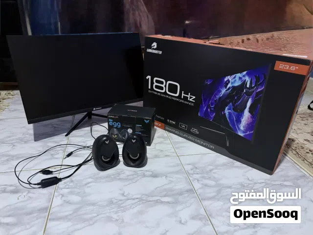 شاشة العاب GameBooster منحنية (180Hz) وسماعات محطيه