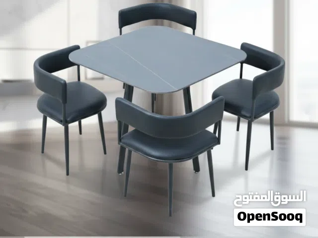 طقم طاولة طعام عصرية 4 كراسي بلون أسود ورمادي - 337- (BLACK)